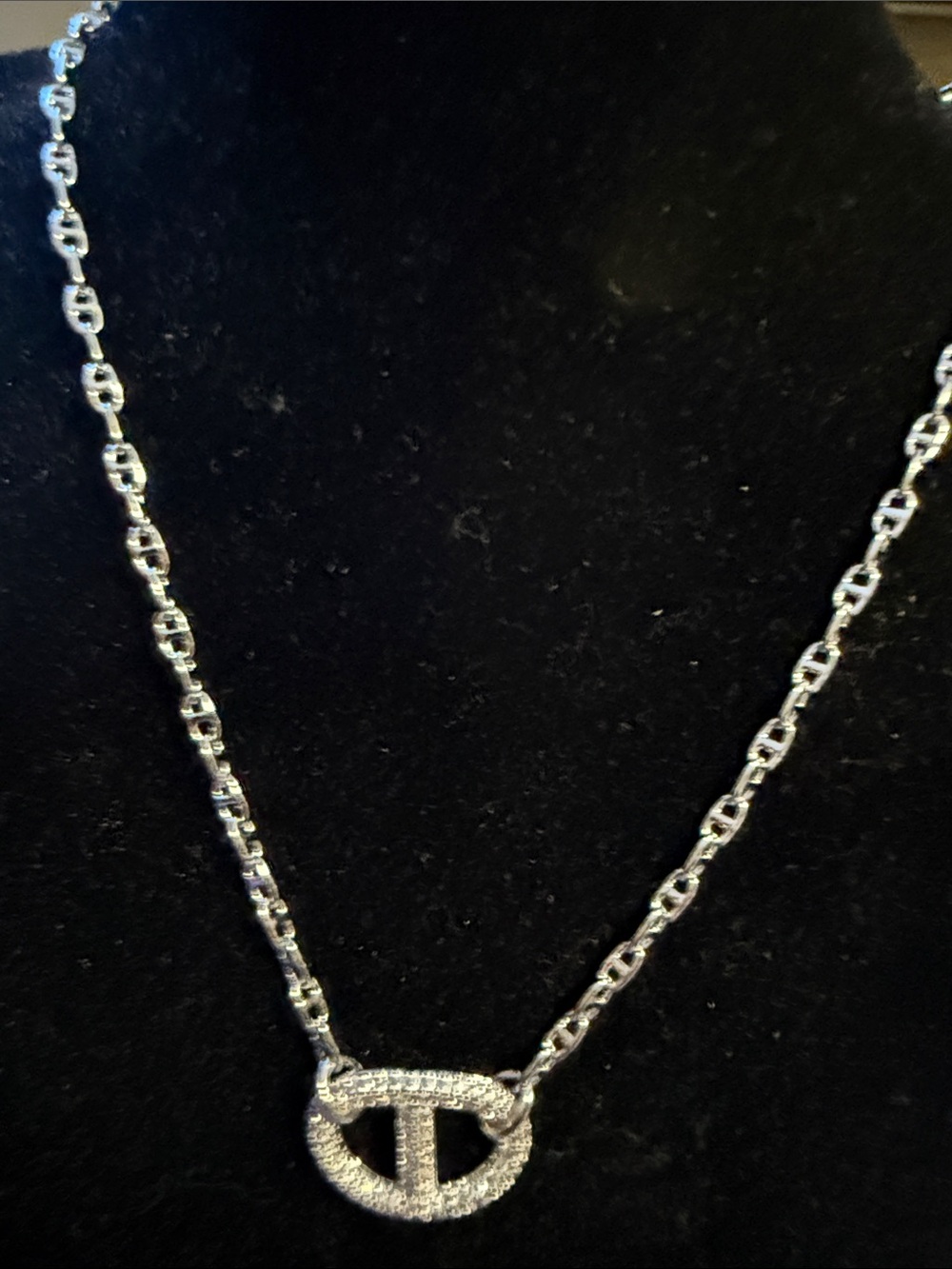 BP rhodium plated Pavé pig nose Bar Pendant Necklace - Women Jewelry